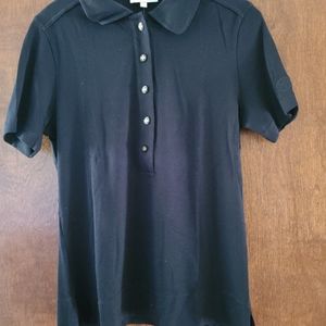Tory Burch - Black Button Short Sleeve Polo Shirt - size: L